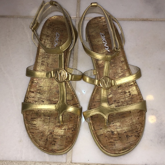 dkny gold sandals